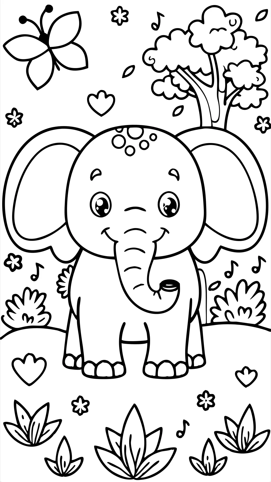 páginas para colorear de elefante para niños